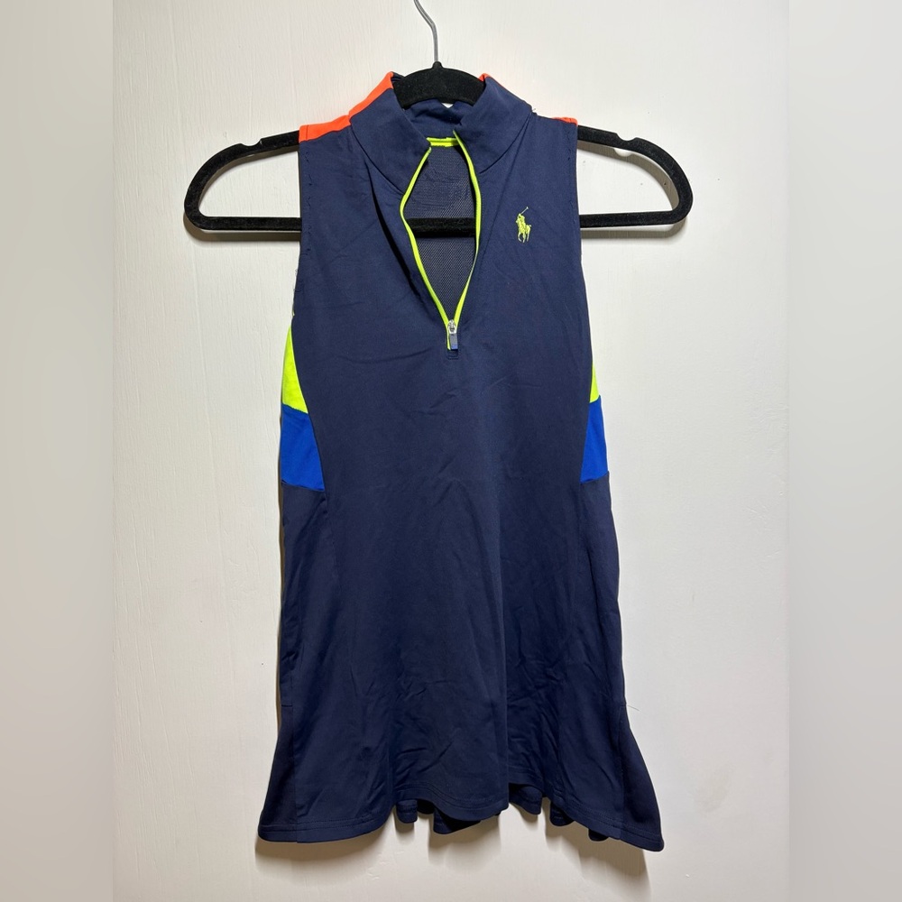 Ralph Lauren Us Open Navy Sleeveless Top with Color Accents